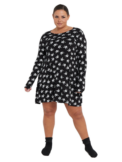 Adult Skull Printed Swing Dress