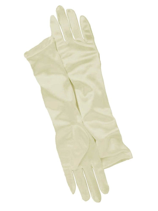 Ivory Long Satin Gloves - thefancydress.co.uk