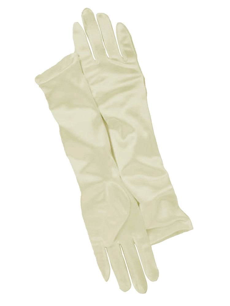 Ivory Long Satin Gloves - thefancydress.co.uk