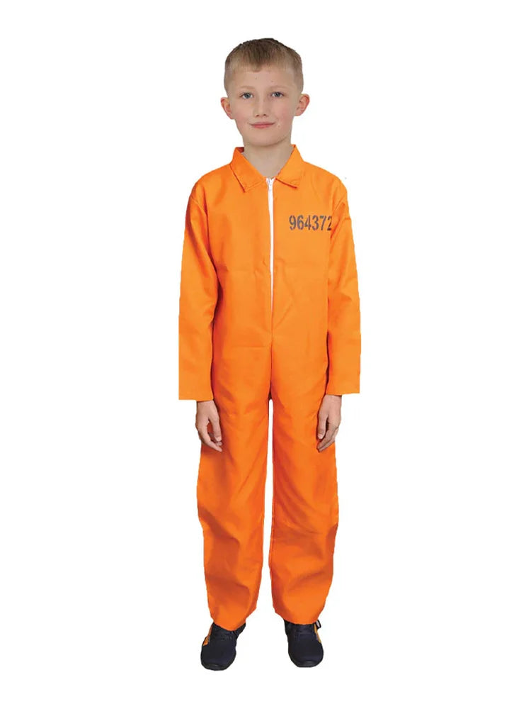 Boys Orange Prisoner Overall Jumpsuit