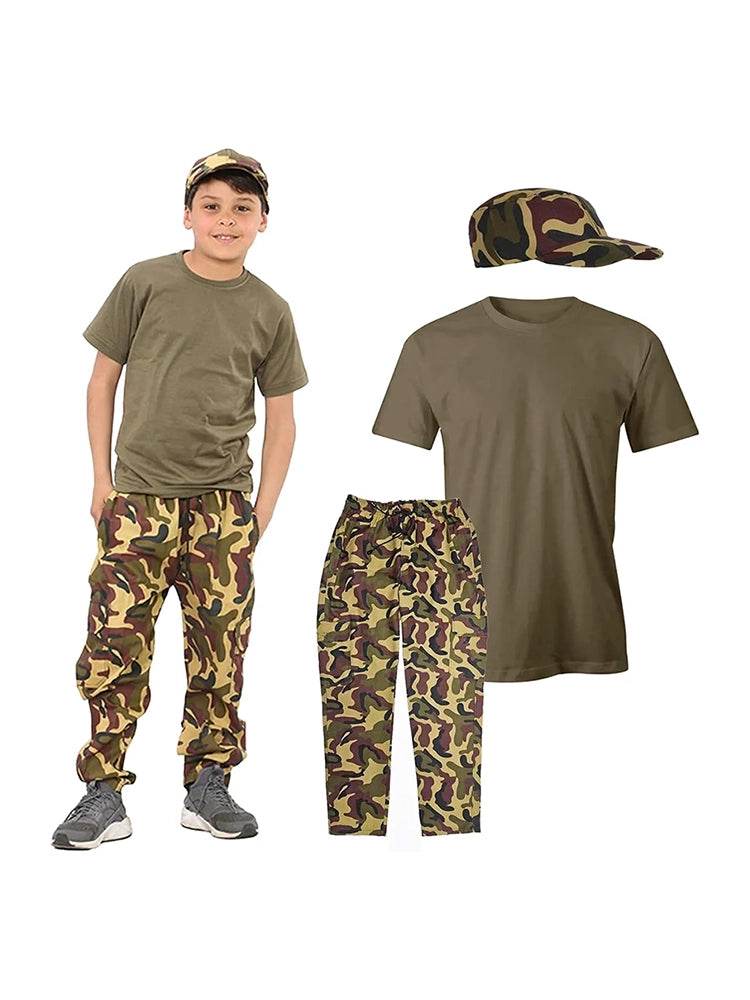 Kids 3 Pcs Army Camouflage Costume Set - thefancydress.co.uk