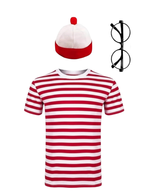 Kids Red & White Striped Outfit Set