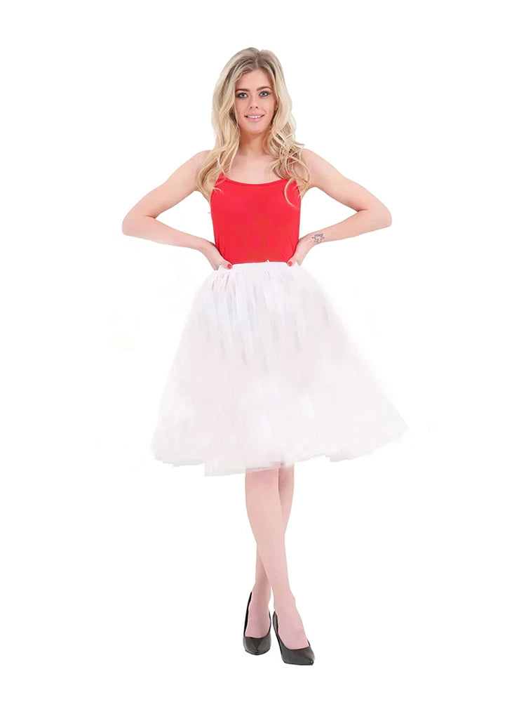 Ladies 3 Layer 25 Inches Knee Length Tutu Skirt white