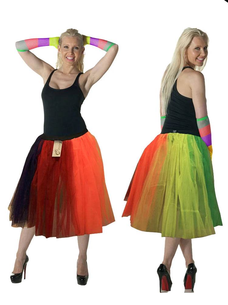 Ladies 3 Layer Rainbow TuTu Skirt (Approximately 23 Inches Long) - thefancydress.co.uk