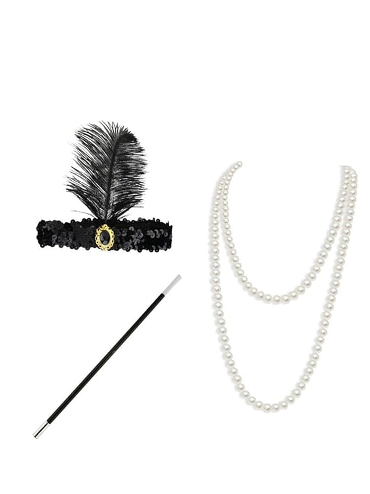 Ladies 3PC 1920s Flapper Fancy Dress Accessories Set - thefancydress.co.uk
