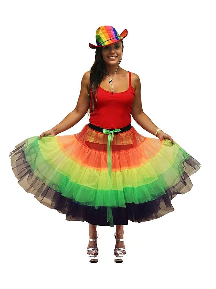 Ladies 3 Pcs 1980s Fancy Dress Rainbow Pride Set - thefancydress.co.uk