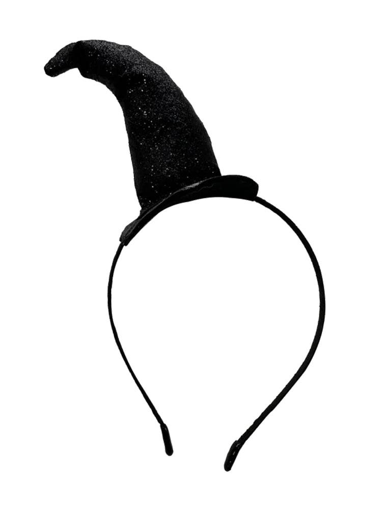 Ladies Black Witch Headband Hat - thefancydress.co.uk