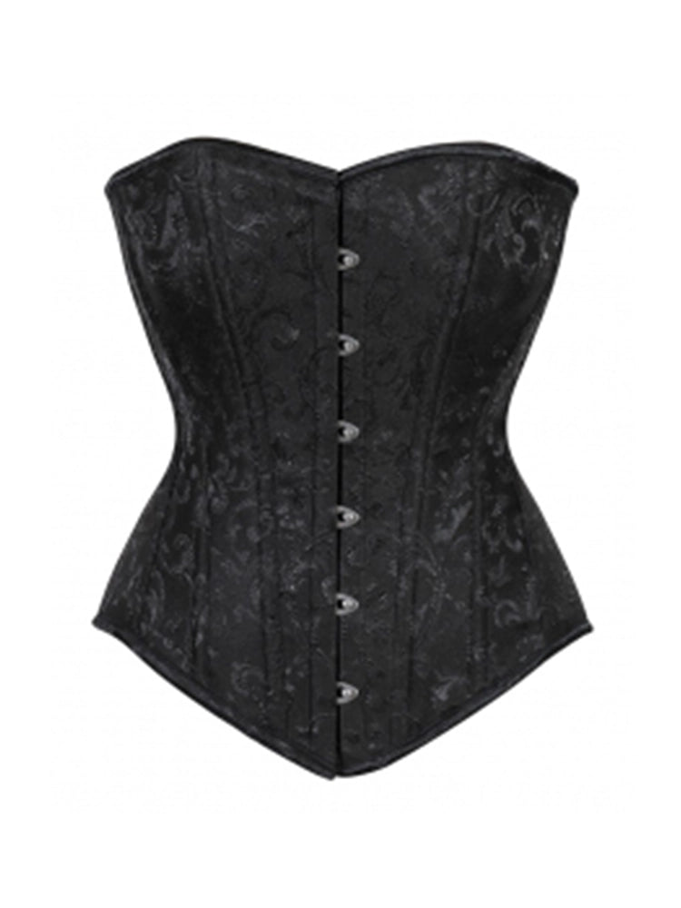 Ladies Brocade Corset Top with Busk black