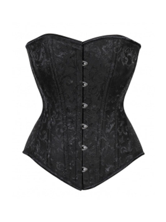 Ladies Brocade Corset Top with Busk black