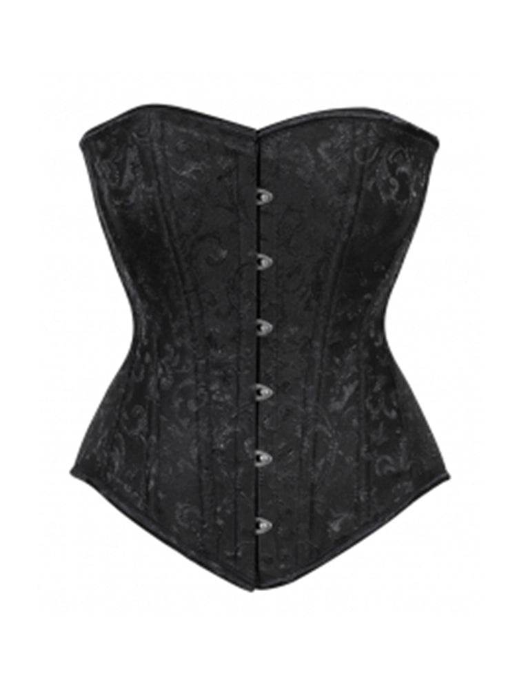 Ladies Brocade Corset Top with Busk - thefancydress.co.uk