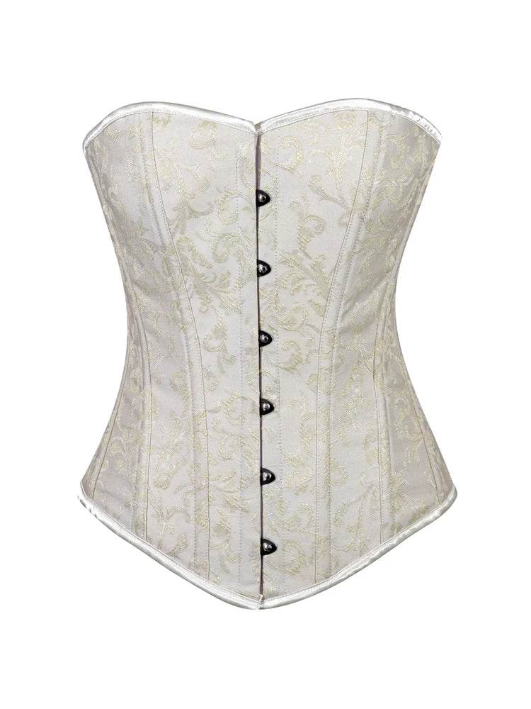 Ladies Brocade Corset Top with Busk - thefancydress.co.uk