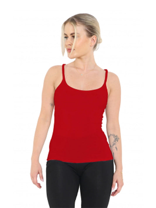 Ladies Cotton Cami Vest Top red