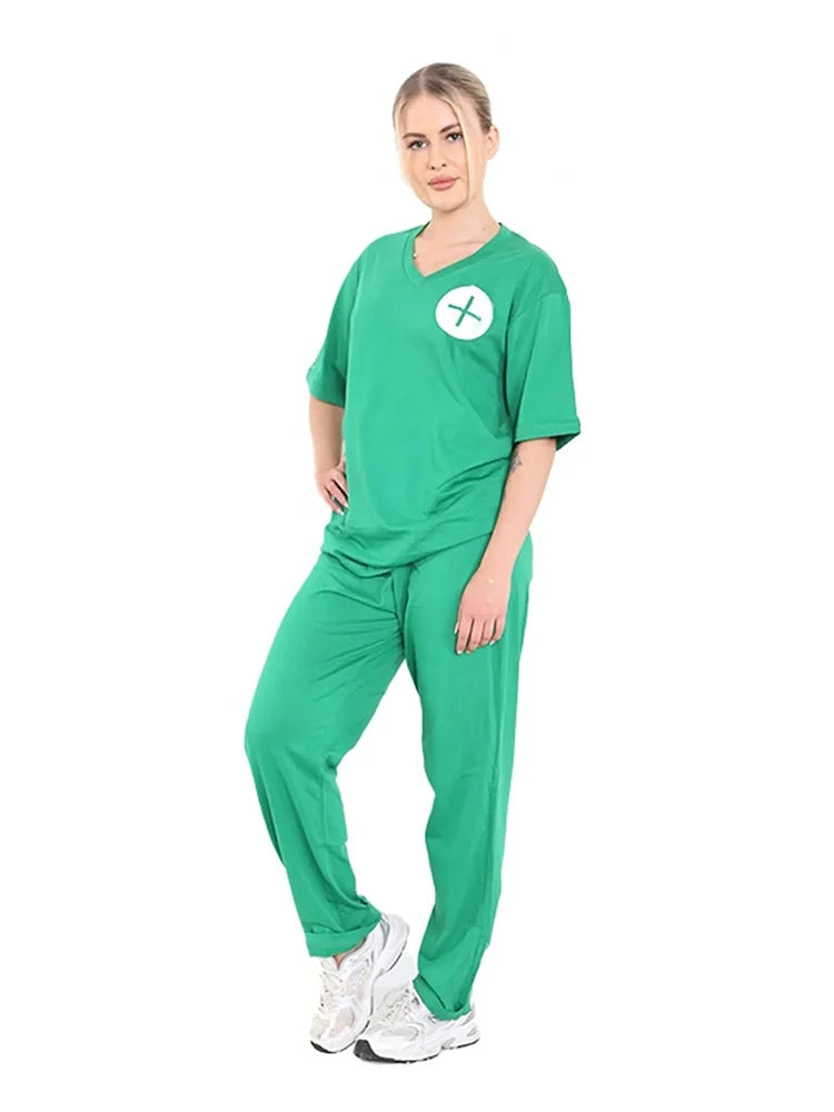 Men's Doctor's Scrubs Surgeon Costume 4-Piece Set woman