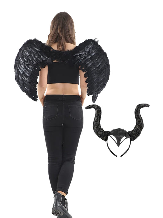 Ladies Evil Queen Angel Feather Wings