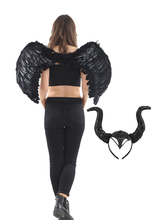 Ladies Evil Queen Angel Feather Wings