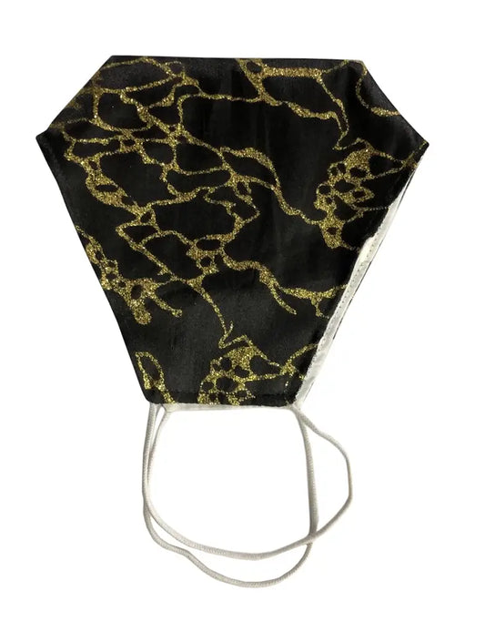 Ladies Festival Black Gold Glitter Face Covering Mask