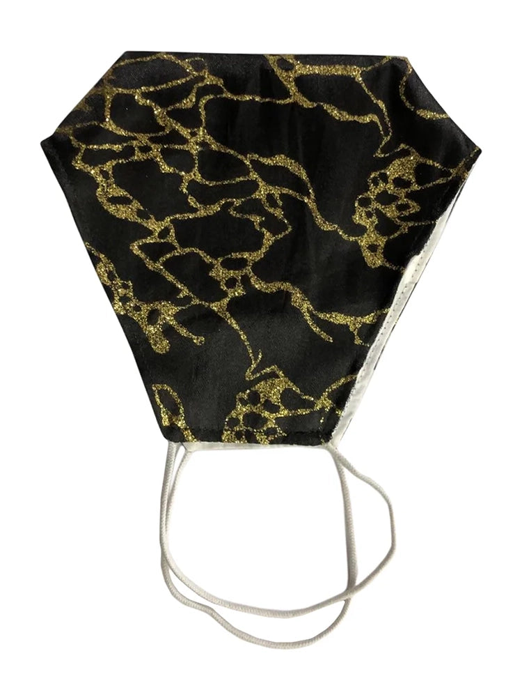 Ladies Festival Black Gold Glitter Face Covering Mask