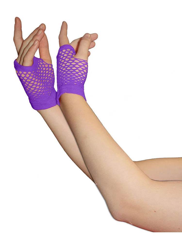 Ladies Fingerless Short Fishnet Gloves - thefancydress.co.uk