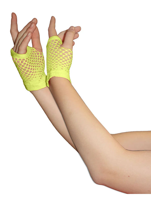 Ladies Fingerless Short Fishnet Gloves