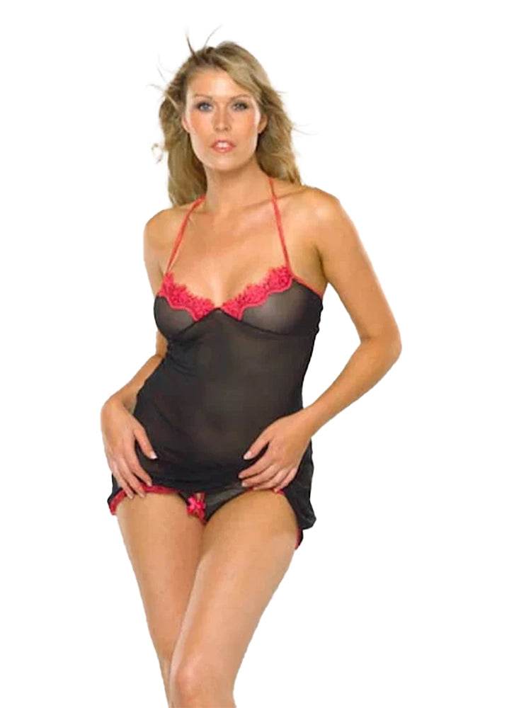 Ladies Fishnet Chemise Nightdress - thefancydress.co.uk