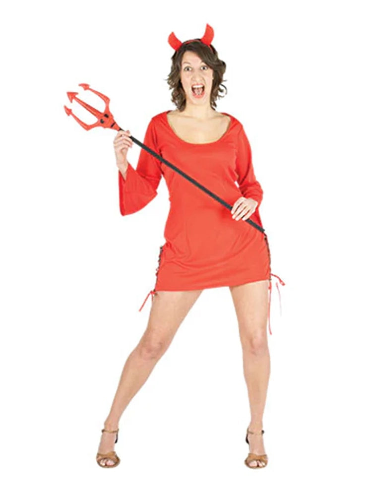 Ladies Furnis Red Devil Costume With Headpiece
