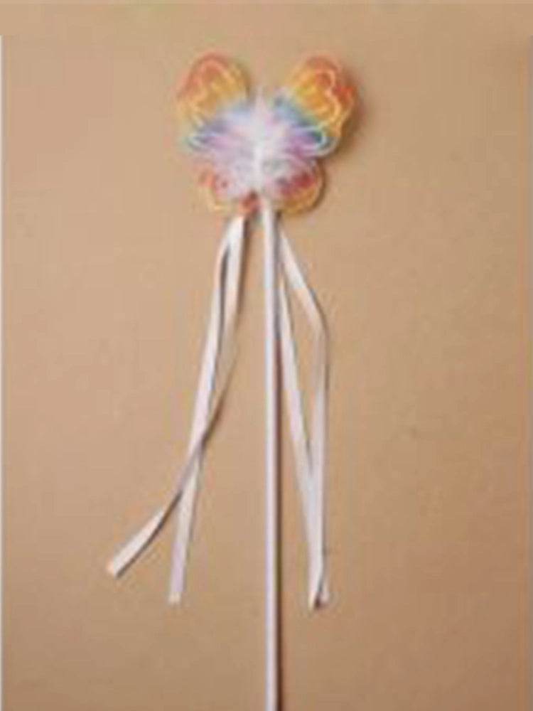 Ladies Girls Rainbow Coloured Butterfly Wand (38cm) - thefancydress.co.uk