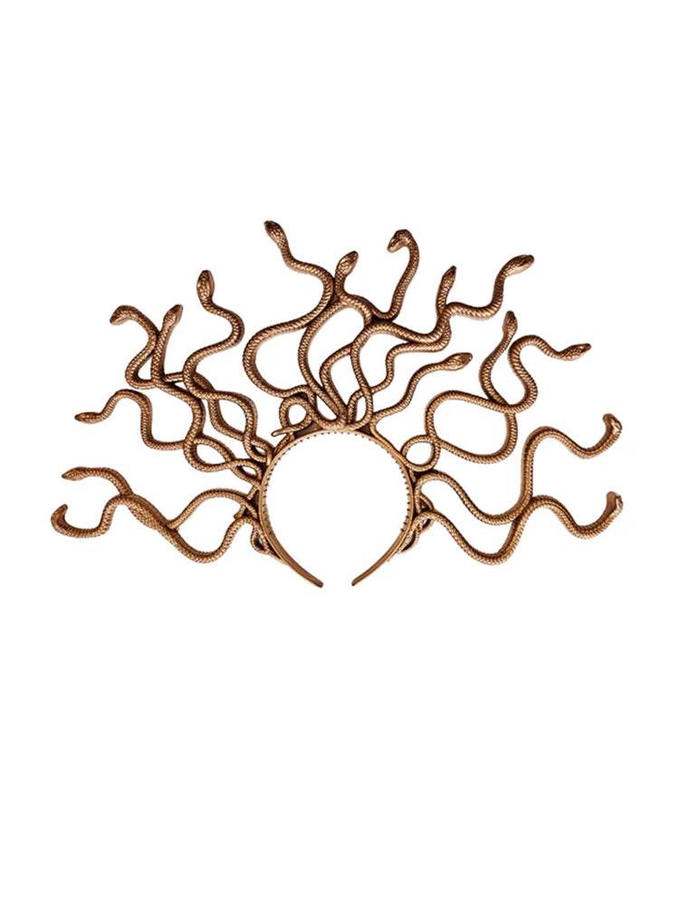 Ladies Gold Greek Gorgon Snake Headband 40x28 cm - thefancydress.co.uk