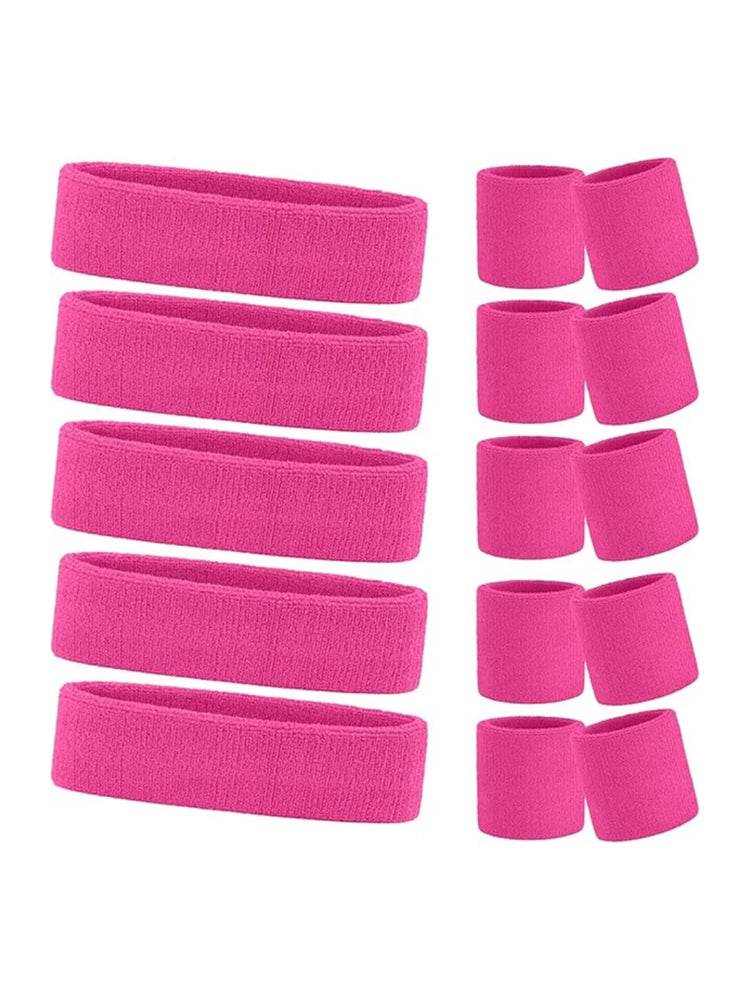 Ladies Gym Exercise Sports Neon Sweat Headband & Wristbands Set - thefancydress.co.uk