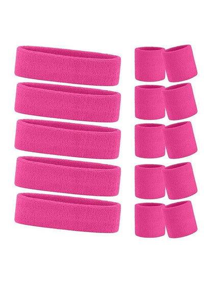 Ladies Gym Exercise Sports Neon Sweat Headband & Wristbands Set - thefancydress.co.uk