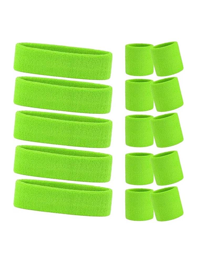 Ladies Gym Exercise Sports Neon Sweat Headband & Wristbands Set - thefancydress.co.uk