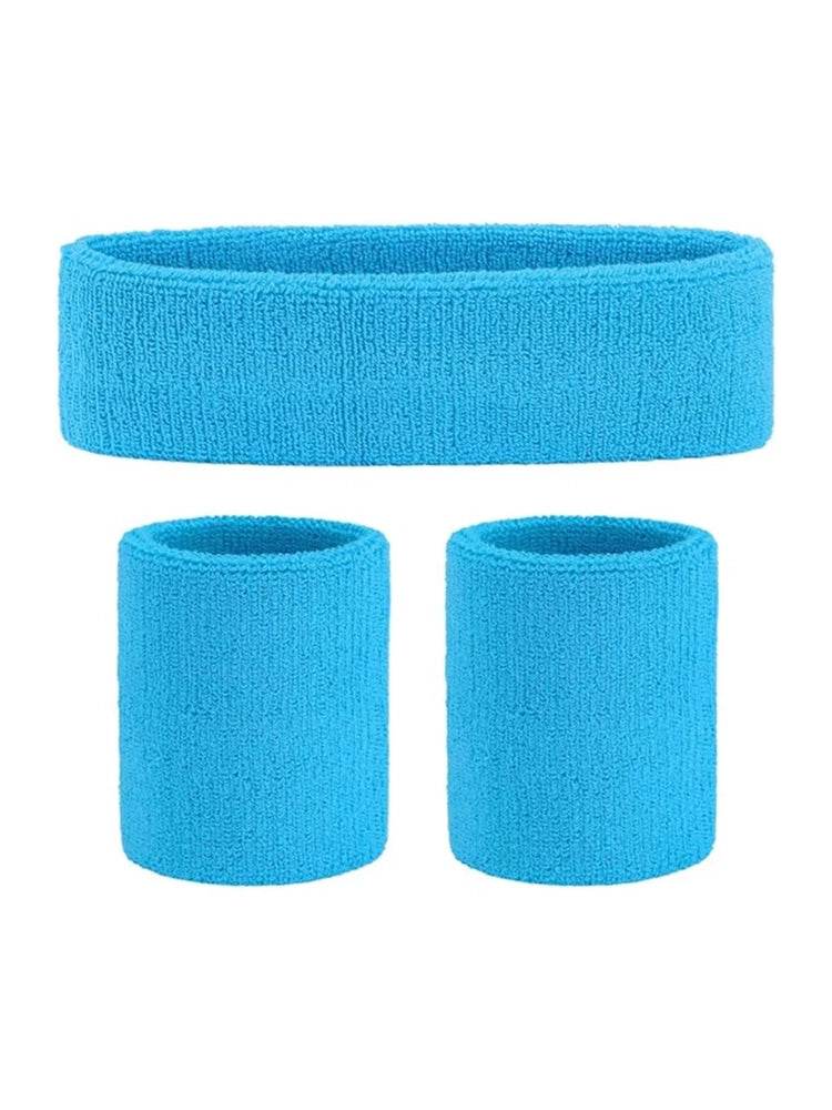 Ladies Gym Exercise Sports Neon Sweat Headband & Wristbands Set - thefancydress.co.uk