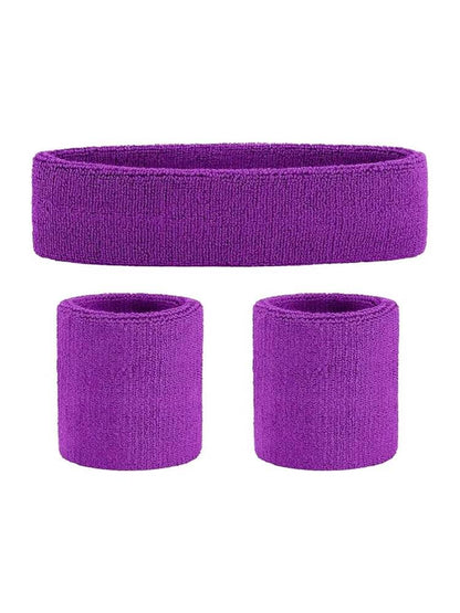 Ladies Gym Exercise Sports Neon Sweat Headband & Wristbands Set - thefancydress.co.uk
