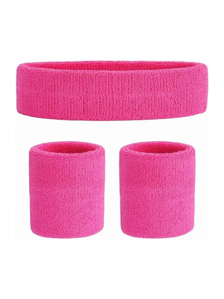 Ladies Gym Exercise Sports Neon Sweat Headband & Wristbands Set - thefancydress.co.uk