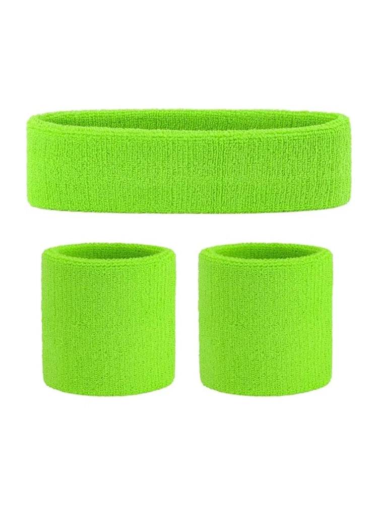 Ladies Gym Exercise Sports Neon Sweat Headband & Wristbands Set - thefancydress.co.uk