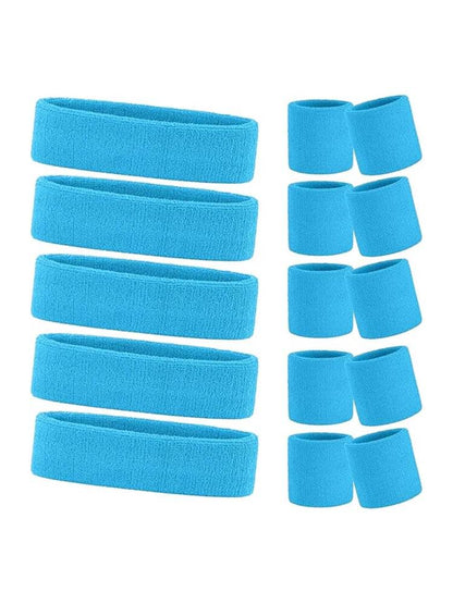 Ladies Gym Exercise Sports Neon Sweat Headband & Wristbands Set - thefancydress.co.uk