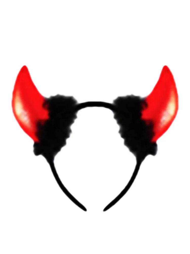 Ladies Halloween Devil Horns With Black Fur - thefancydress.co.uk