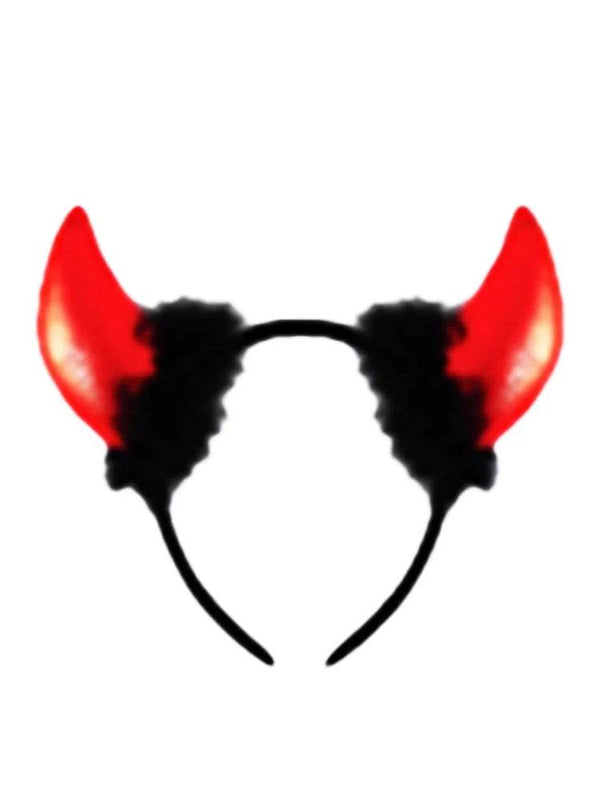 Ladies Halloween Devil Horns With Black Fur - thefancydress.co.uk
