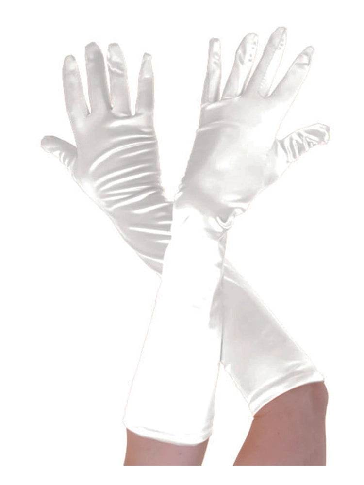 Ladies Long Satin Gloves 45cm - thefancydress.co.uk