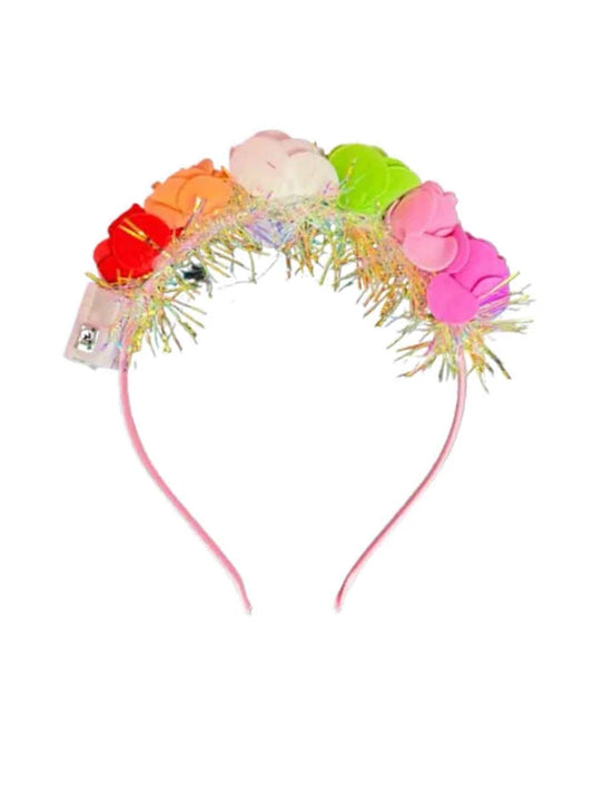 Ladies Multicolour Rose Tinsel Light Up Festival Headband