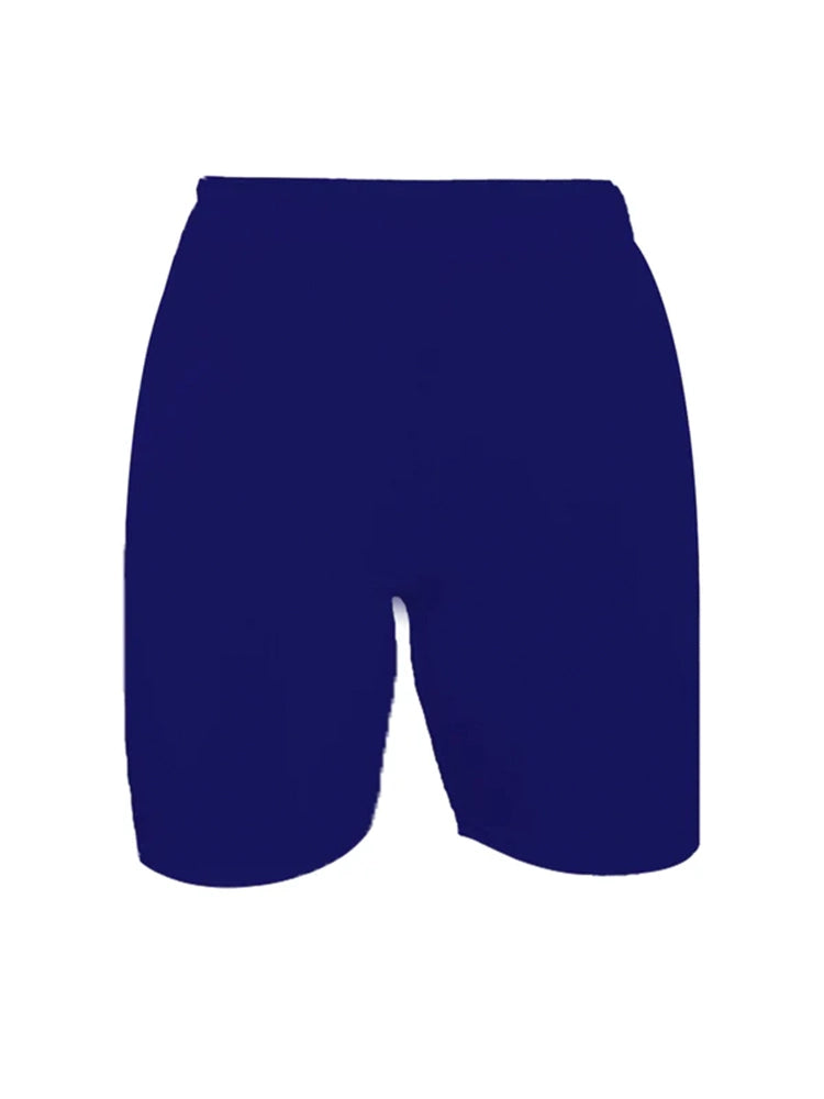 Ladies Over Knee Cotton Cycling Shorts blue
