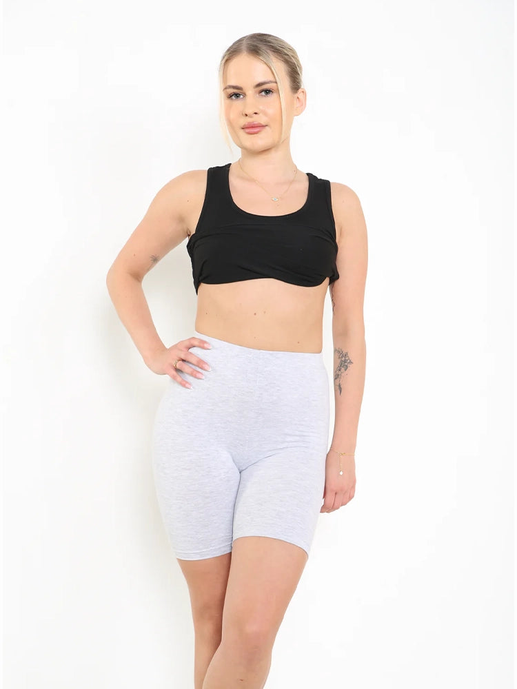 Ladies Over Knee Cotton Cycling Shorts white