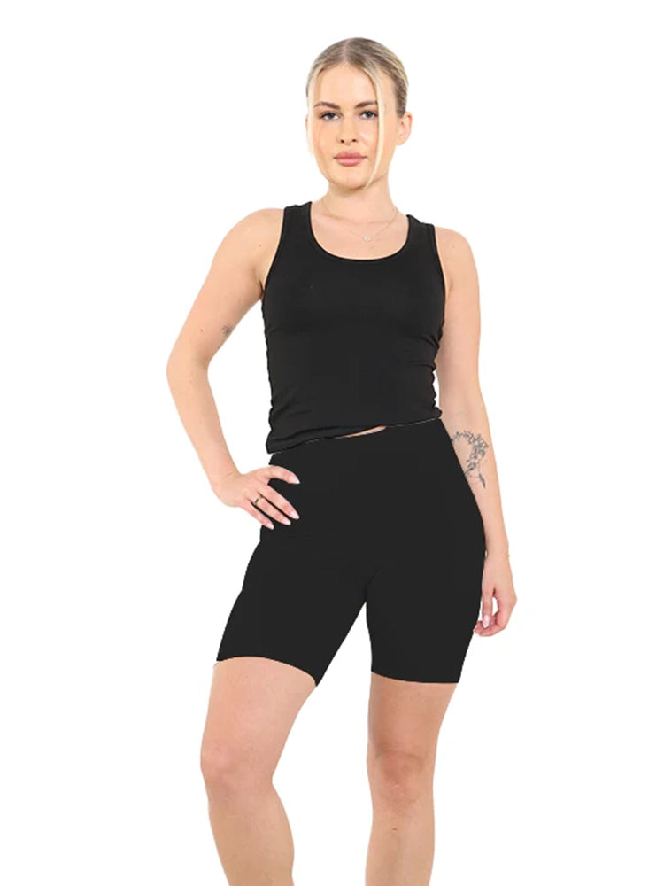 Ladies Over Knee Cotton Cycling Shorts black