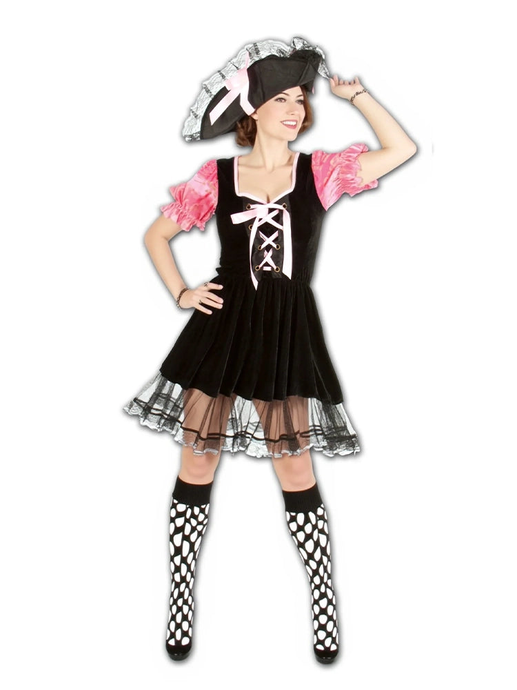 Ladies Pirate Ahoy Costume Dress With Hat