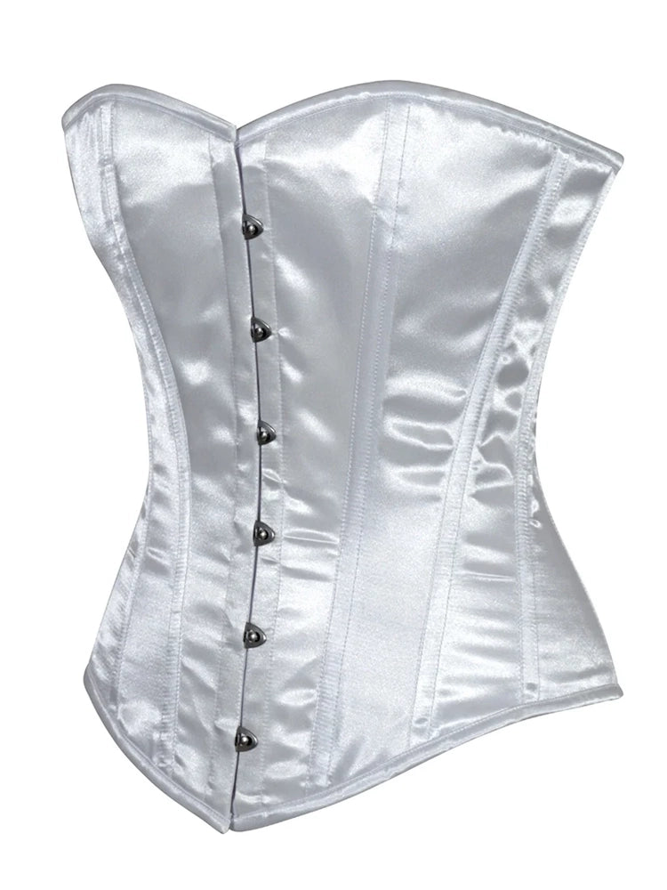 Ladies Plain Satin Corset Top With Busk – Elegant & Timeless Design white