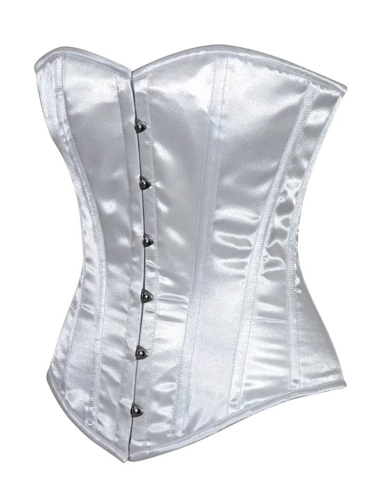 Ladies Plain Satin Corset Top With Busk – Elegant & Timeless Design - thefancydress.co.uk
