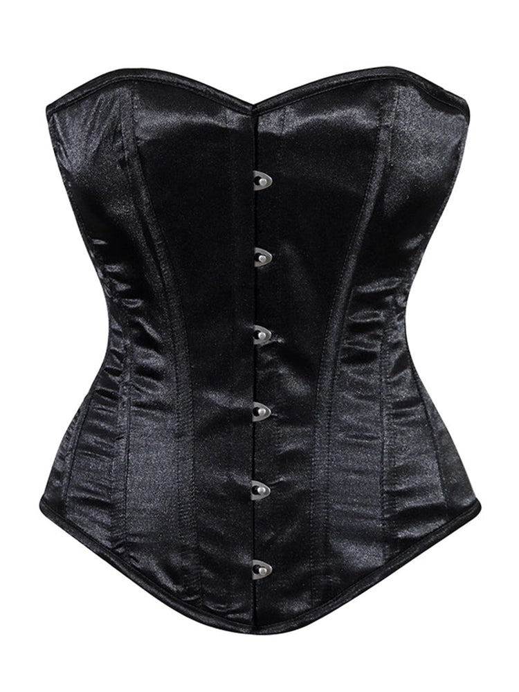 Ladies Plain Satin Corset Top With Busk – Elegant & Timeless Design black