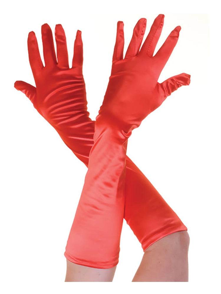 Ladies Plain Satin Long Gloves - thefancydress.co.uk