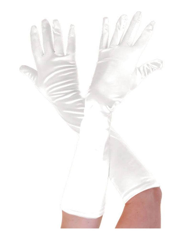 Ladies Plain Satin Long Gloves - thefancydress.co.uk