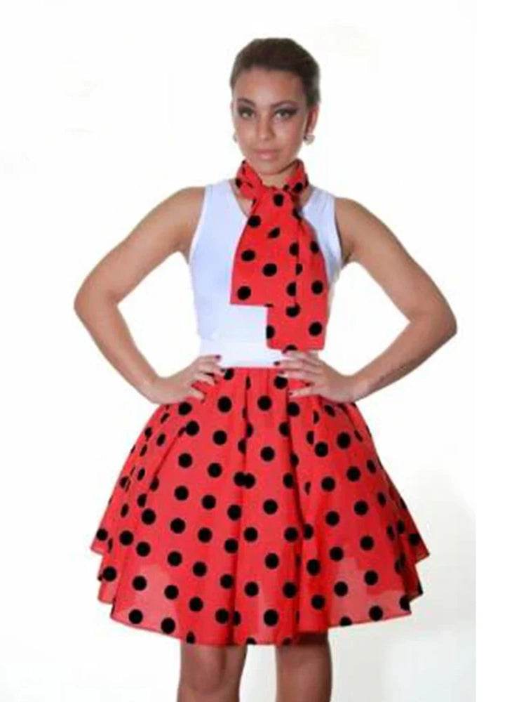 Ladies Polka Dot Skirts 22 (inches) - thefancydress.co.uk