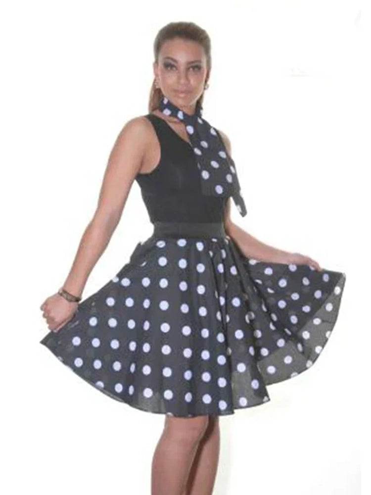 Ladies Polka Dot Skirts 22 (inches) - thefancydress.co.uk